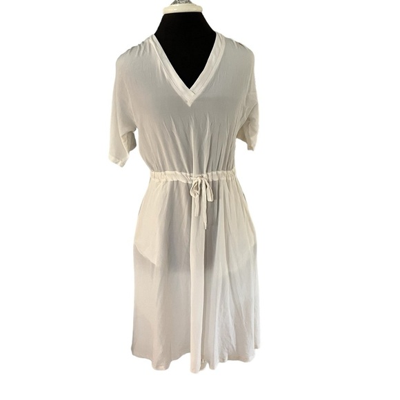 Tucker NYC Ivory Silk V Neck Drawstring Waist Dress Small - Picture 1 of 11